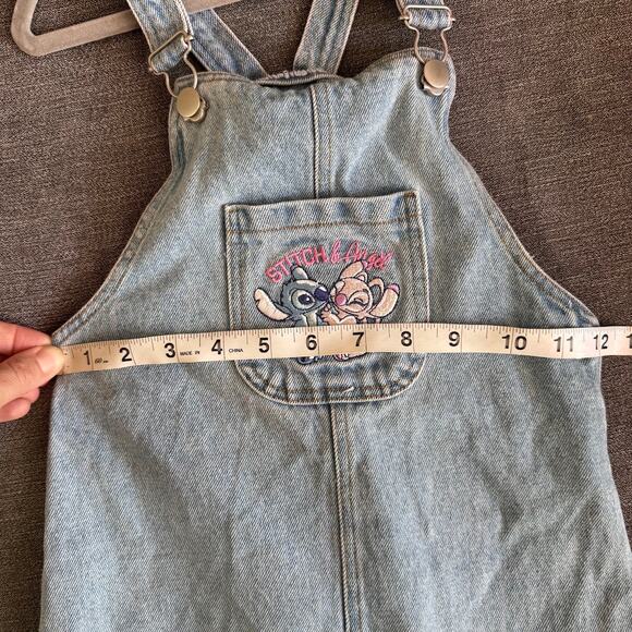 Disney Stitch and Angel Denim Jean Overall Dress Girl's 4/5 Year Y2K Style - Picture 5 of 7